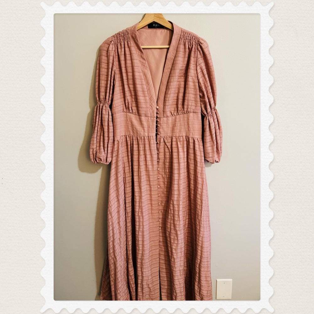 Pink Smocked Tiered Sundress with Bishop Sleeves